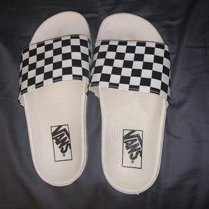 Vans White & Black Checkerboard Slide Sandals
